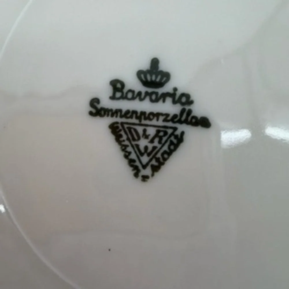 Vintage Bavaria Sonnenporzellan D&R Weiden Stadt Gold Trim Soup Bowls Set of 4